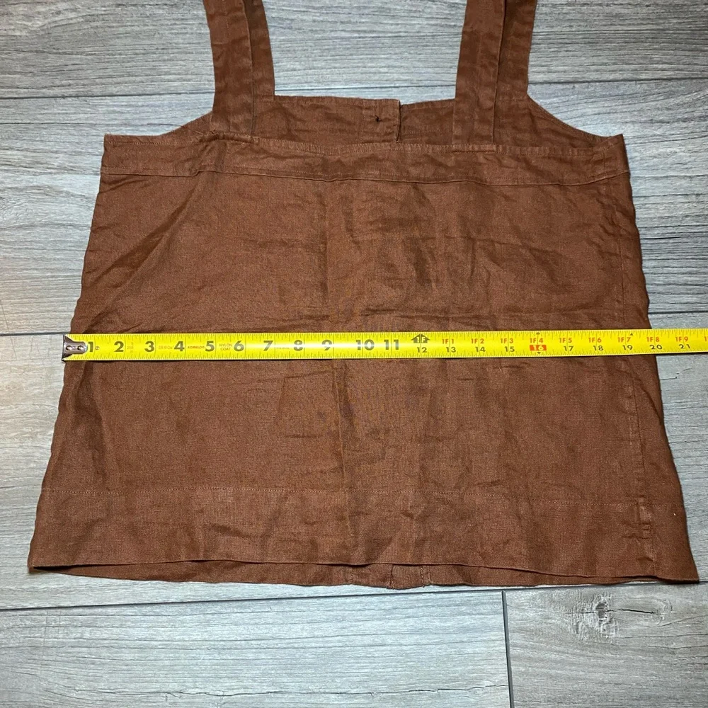 EUC Everlane Rust Brown Button-Front 100% Linen Pucnic Top Camisole Square Neck - Picture 8 of 8